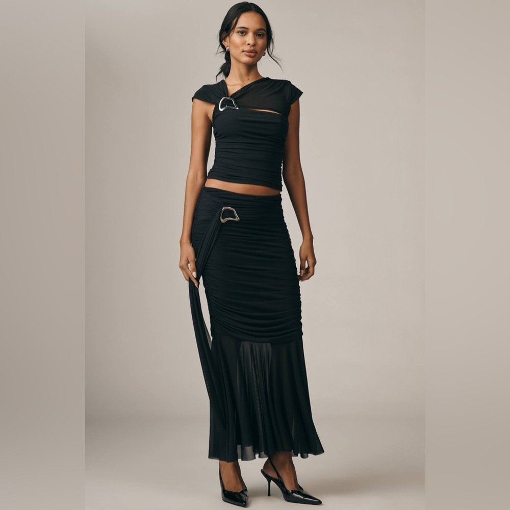 New Anthropologie Ruched Sash Mermaid Maxi Skirt